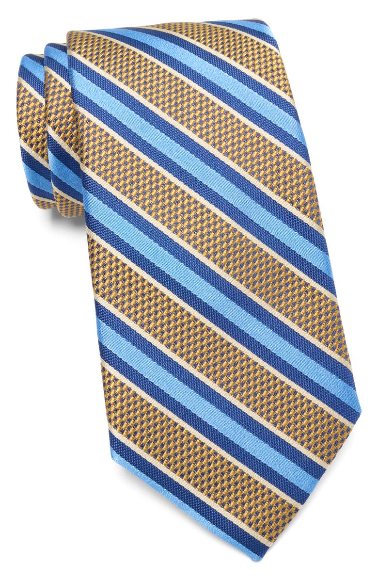 Ted Baker London Benhill Textured Stripe Silk Blend Tie, Main, color, Yellow