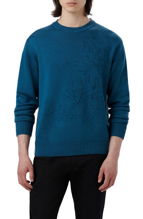 Embroidered Merino Wool Crewneck Sweater