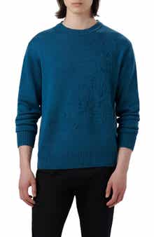 Bugatchi Embroidered Merino Wool Crewneck Sweater