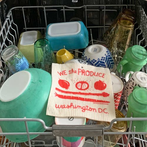 The Neighborgoods Dc Flag Dish Towel + Sponge Cloth Gift Set In Red