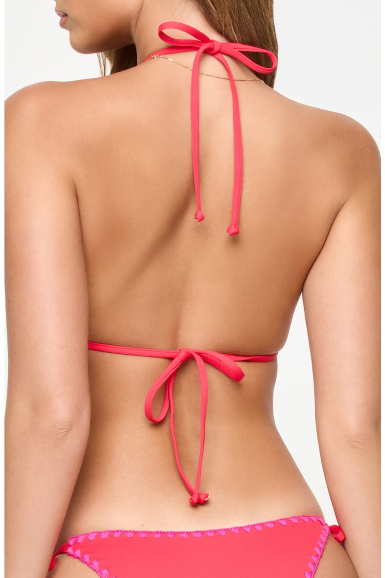 Zahra Embroidered Halter Swim Top, Alternate, color, POUT/ BRIGHT FUCHSIA