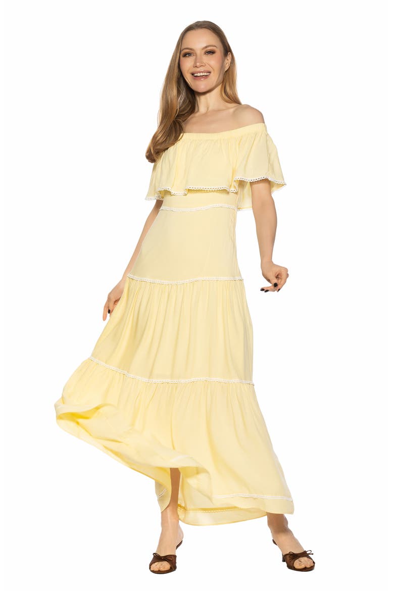 Esme Off the Shoulder Maxi Dress, Alternate, color, BUTTER YELLOW
