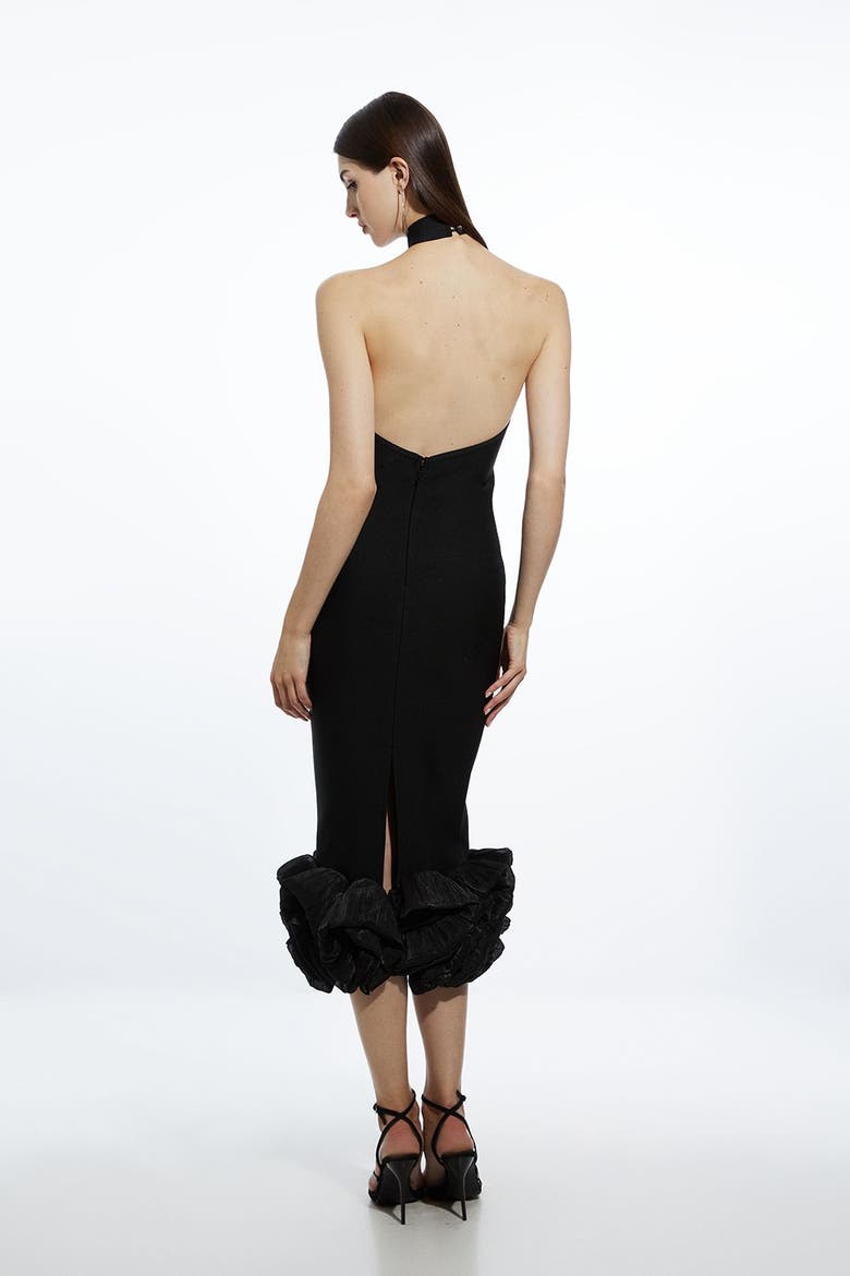 Bandage Halter Midi Dress, Alternate, color, Black