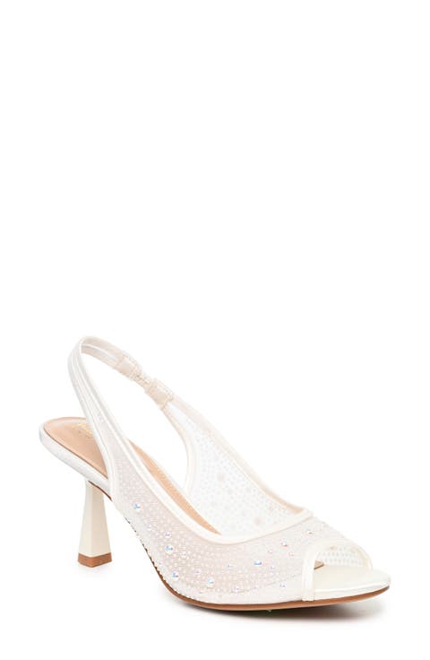 Peeps Crystal Peep Toe Slingback Pump