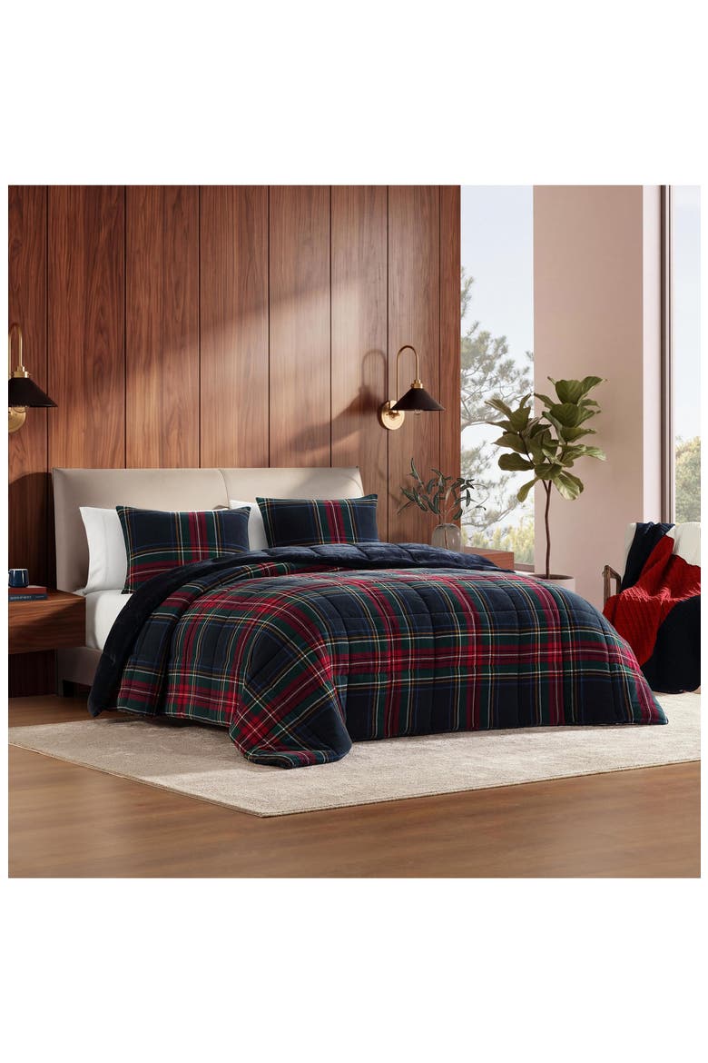 Devon Tartan 3-Piece Comforter Set, Alternate, color, NAVY BLUE