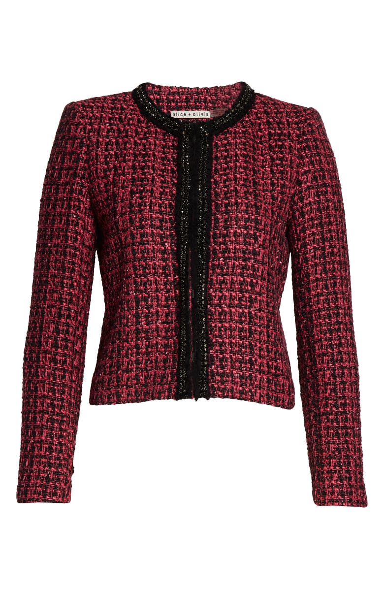 Alice + Olivia Kidman Tweed Jacket, Alternate, color, 
