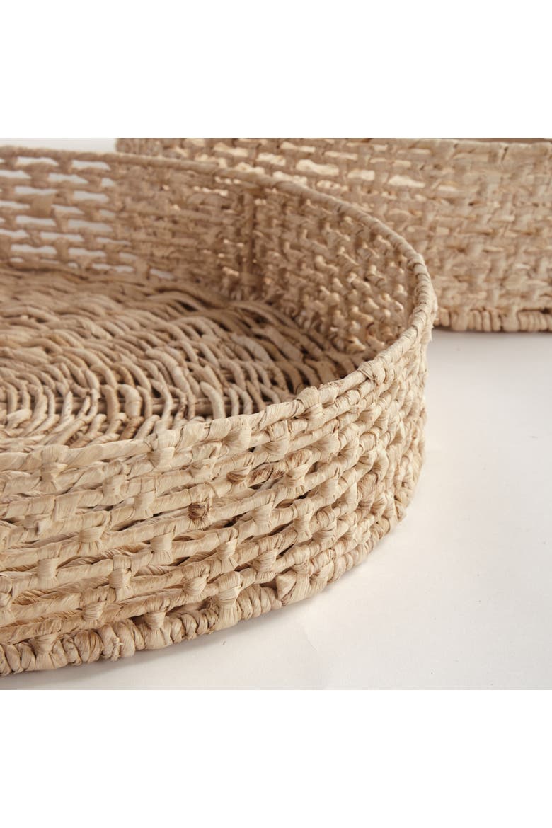 Juliet Abaca Round Trays, Set of 2, Alternate, color, Brown