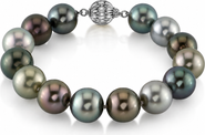 The Pearl Source 11-12mm Tahitian South Sea Multicolor Pearl Bracelet - Premier AAAA Quality