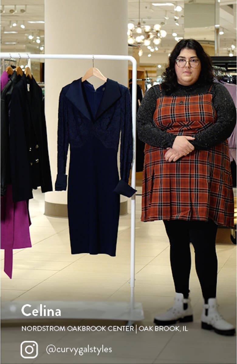 Long Sleeve Lace & Crepe Dress, sales video thumbnail