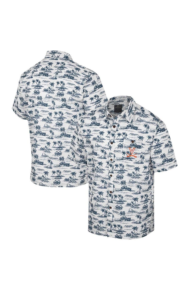 COLOSSEUM Men's Colosseum White Virginia Cavaliers Spontaneous is Romantic Camp Button-Up Shirt, Main, color,