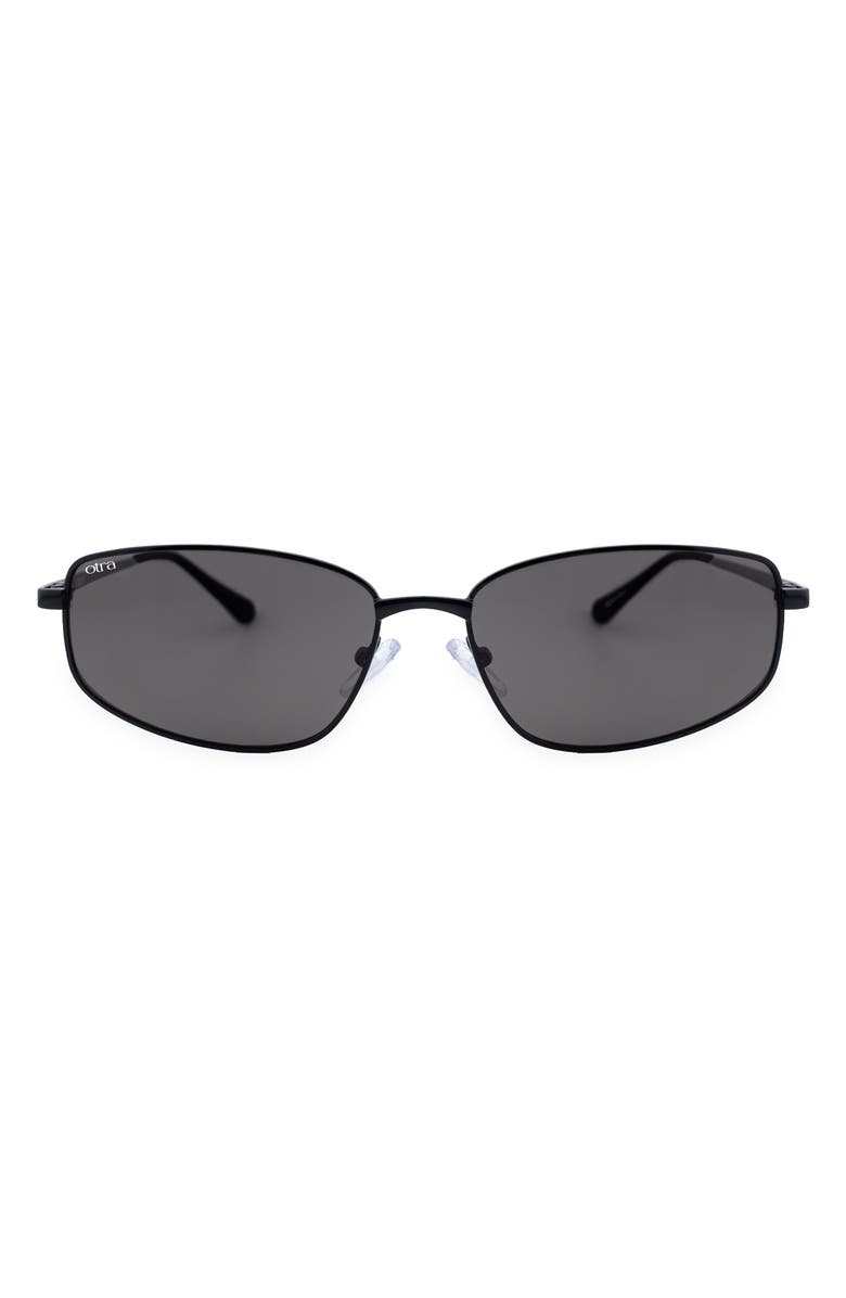 OTRA EYEWEAR Willow Rectangular Sunglasses, Main, color, Black/ Smoke