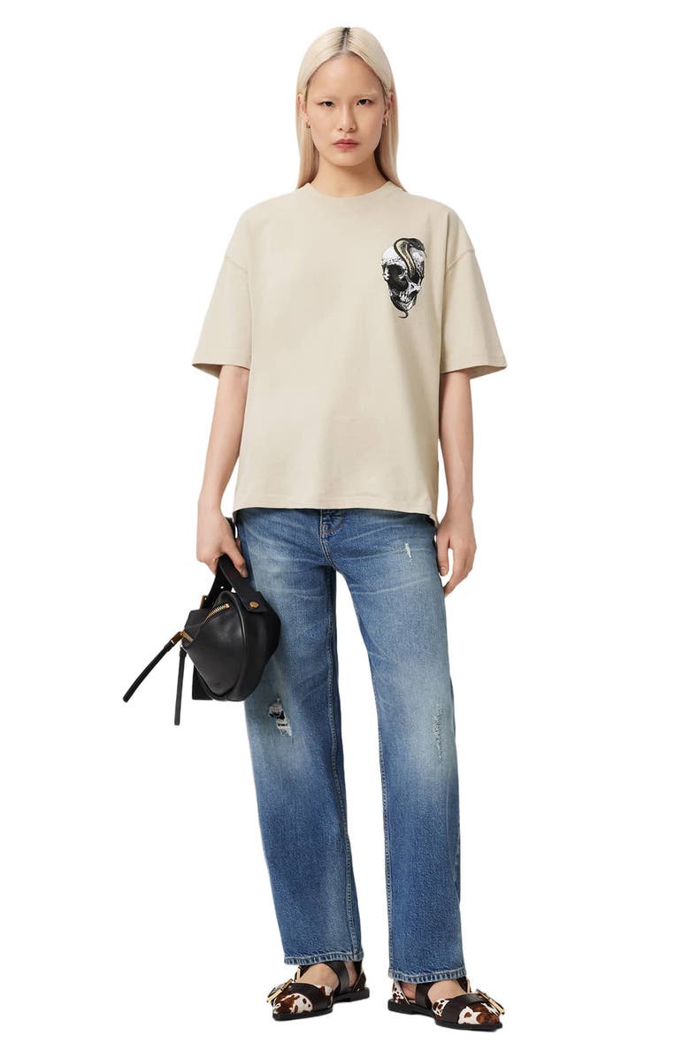 AllSaints Snakehead Etta Cotton Graphic T-Shirt, Alternate, color, Almond White
