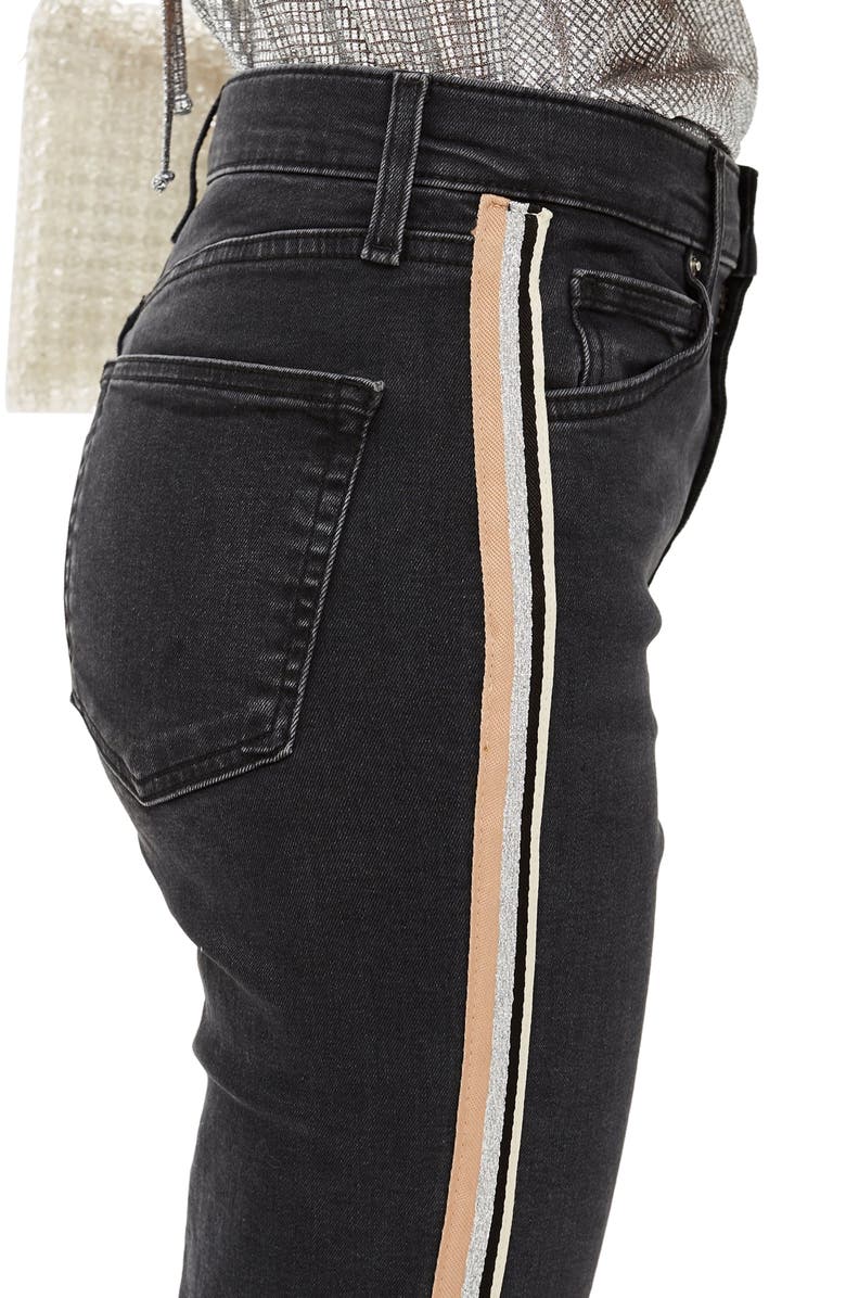 Topshop MOTO Stripe Skinny Jeans, Alternate, color,