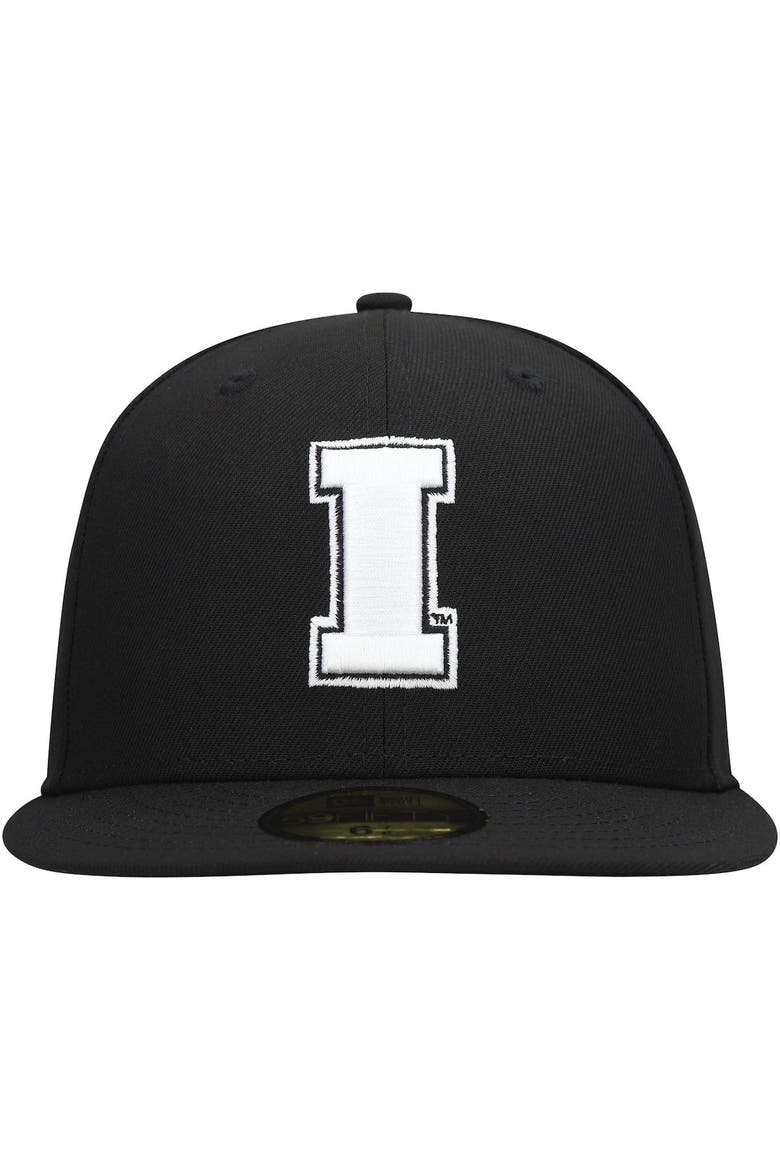 Men's New Era Iowa Hawkeyes Black & White 59FIFTY Fitted Hat, Alternate, color, Black