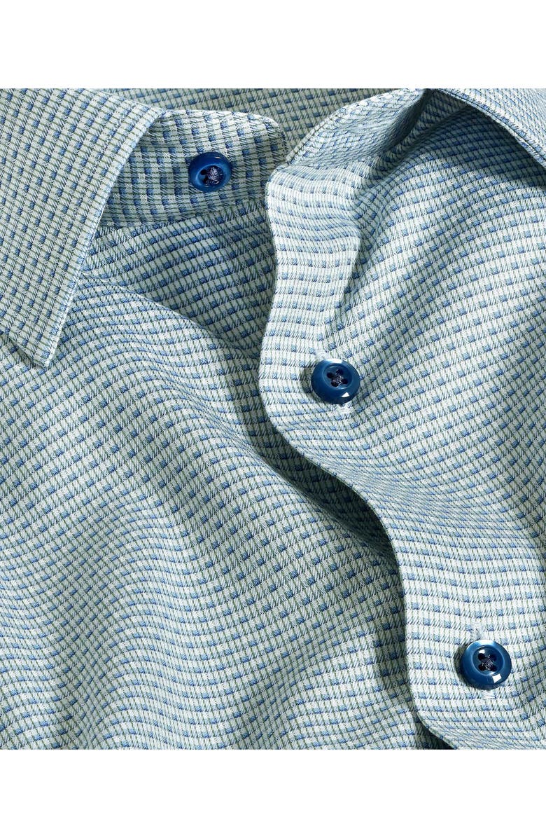 David Donahue Trim Fit Micro Dobby Cotton Dress Shirt, Alternate, color, Sage/ Blue