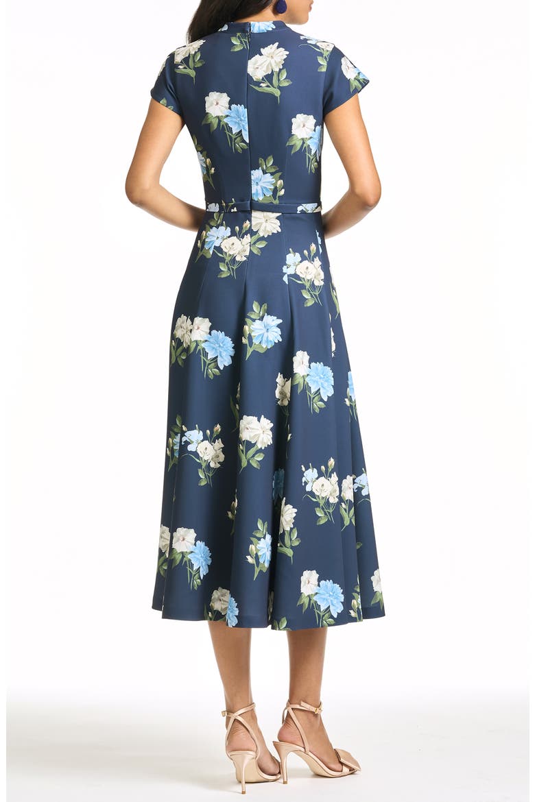 Jasmeen Floral Midi Dress, Alternate, color, MARITIME CORSAGE