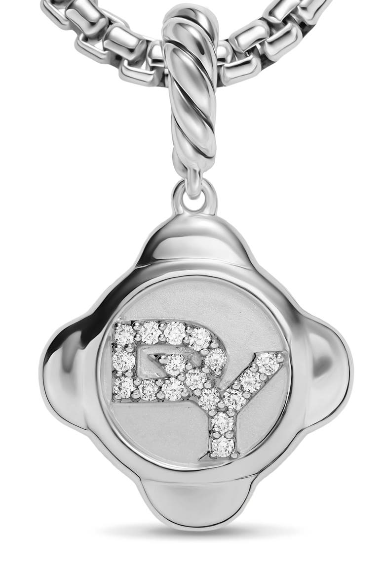 DY Logo Cable Collectibles Diamond Amulet Charm, Alternate, color, SILVER PAVE