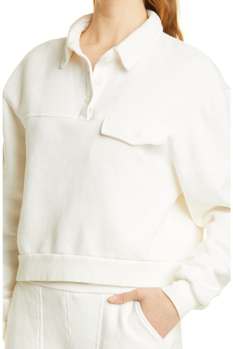 Cotton French Terry Polo Sweatshirt, Alternate, color, LIGHT SHELL