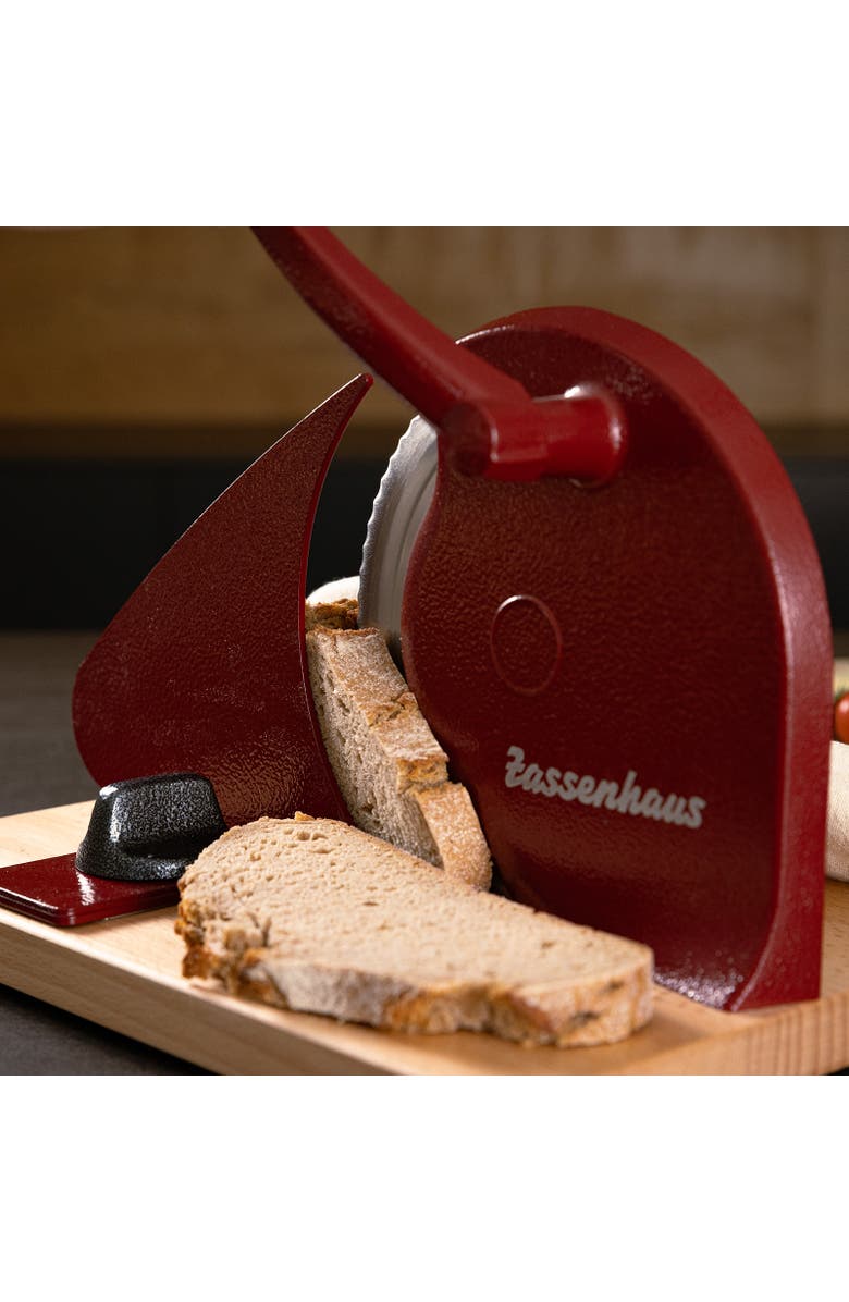ZASSENHAUS Manual Bread Slicer, Hand Crank Home Bread Slicer, 11.75" x 8", Alternate, color, Red
