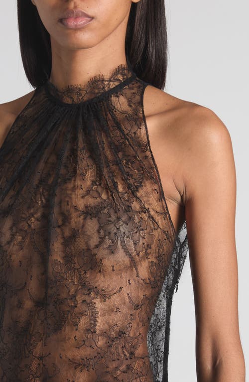 Alexander Mcqueen Mcqueen Sleeveless Sheer Floral Lace Top In Black