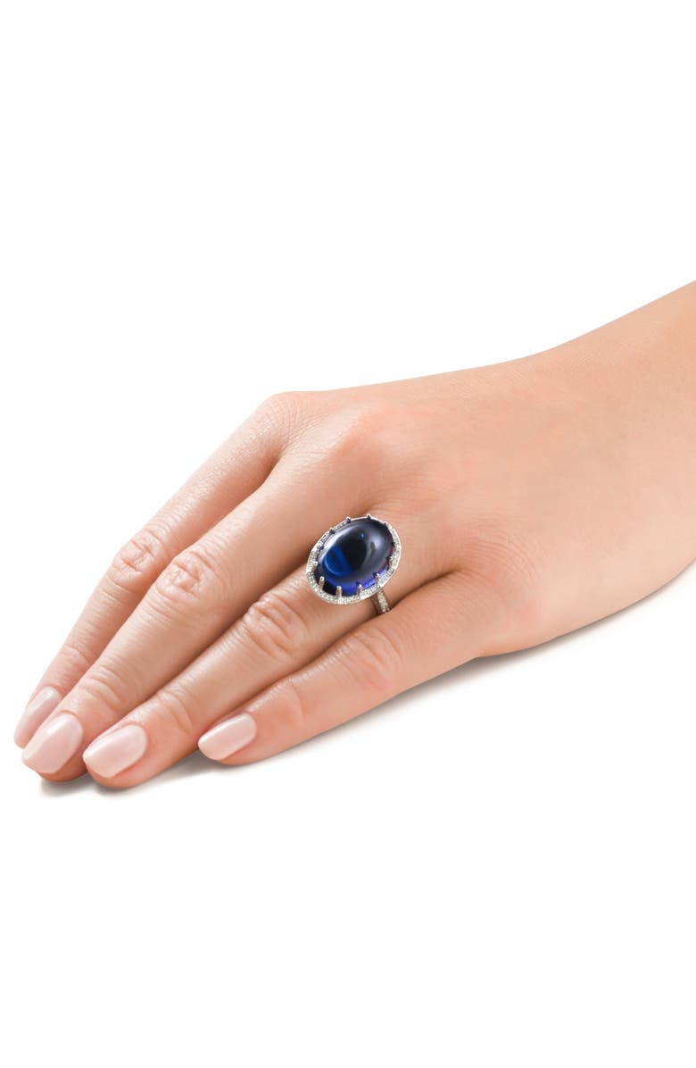 Bliss Diamond 22.70Ct Ceylon Star Sapphire Diamond Heirloom Ring 14k Gold Lab Grown, Alternate, color, 14K White Gold