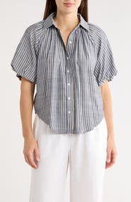 MAX STUDIO Bubble Sleeve Boyfriend Shirt