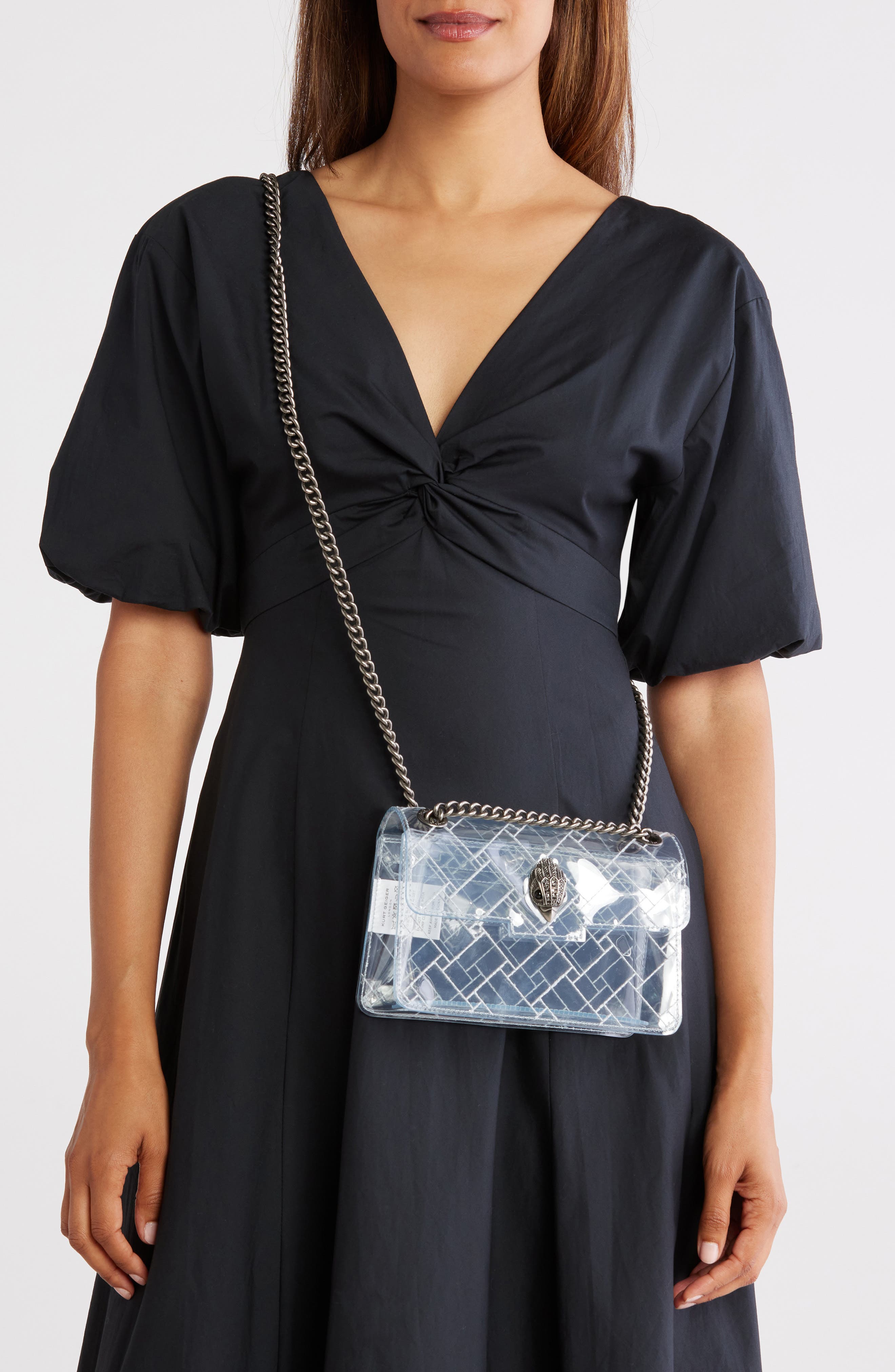 Kurt Geiger London Mini Kensington Vinyl Convertible Clear Crossbody Bag, Alternate, color, Clear
