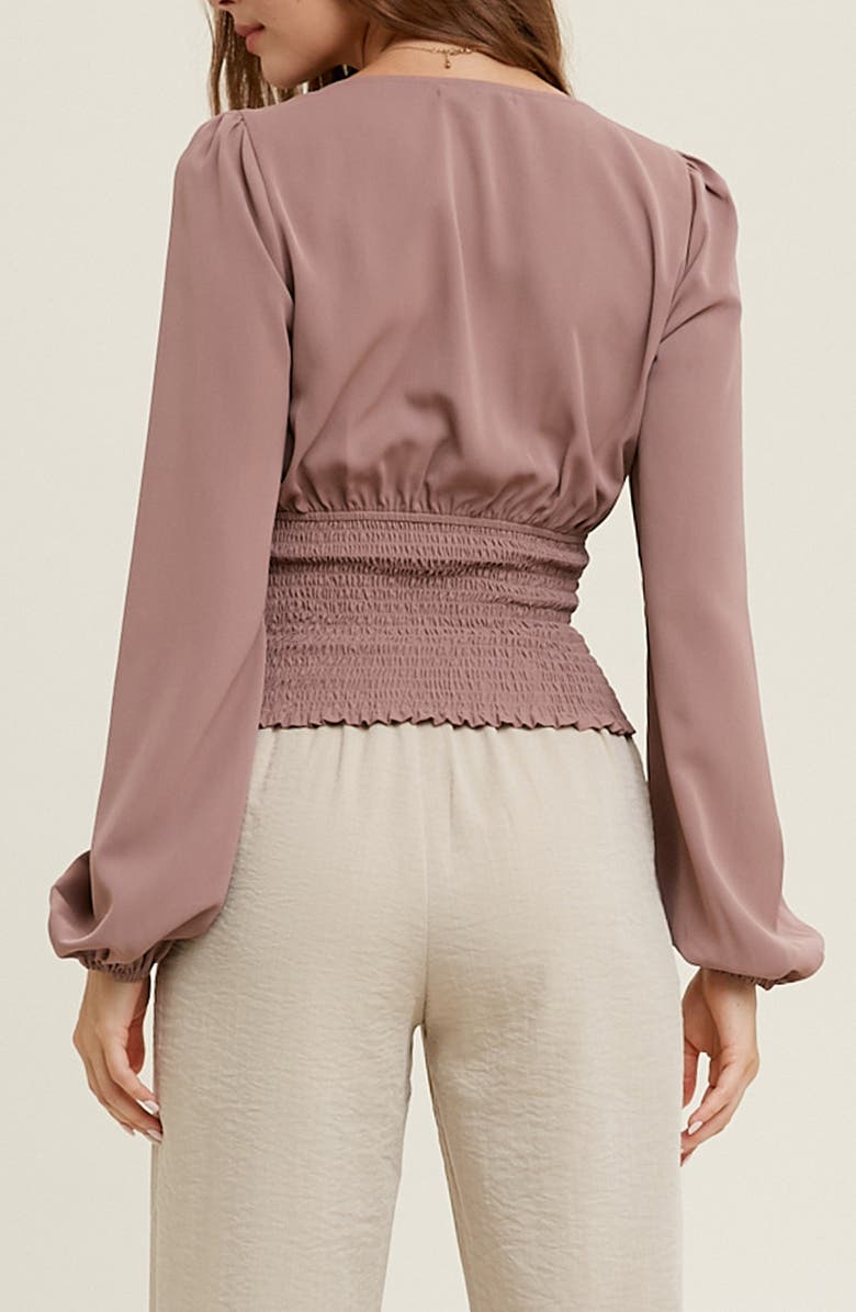 WISHLIST Smocked Waist Top, Alternate, color, Mocha