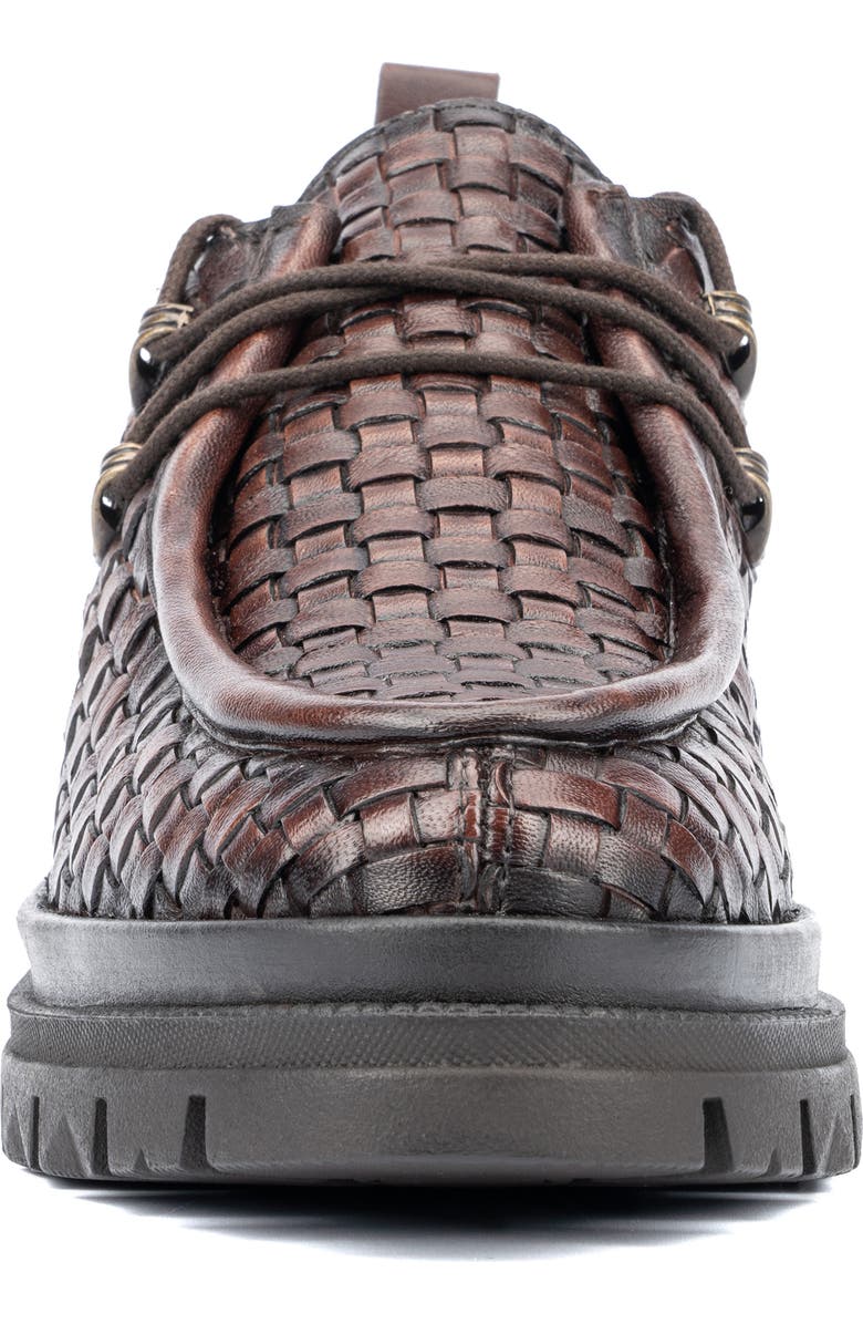 VINTAGE FOUNDRY Clotilde Woven Leather Moc Toe Derby Loafer, Alternate, color, Brown