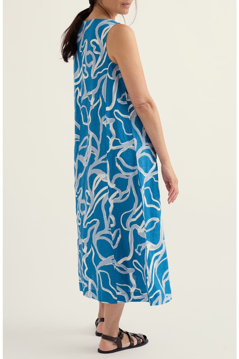 Cresting Waves Sleeveless Linen A-Line Dress, Alternate, color, SPRING ROOTS SAILBOATS