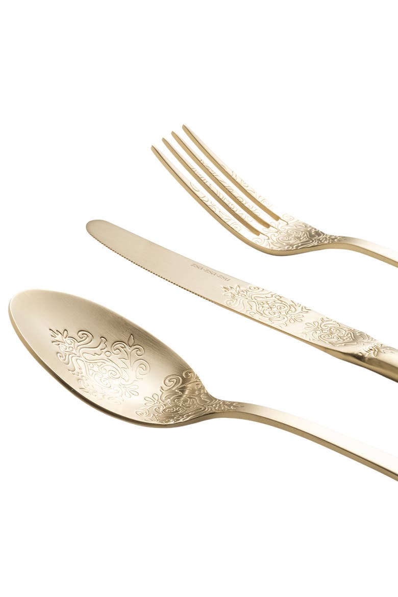 Dume Patterned Stainless Steel Dessert Knife Set of 4, Alternate, color, Champagne