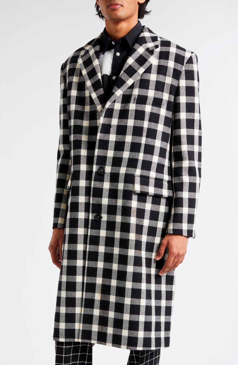 Marni Check Wool Blend Topcoat, Alternate, color,