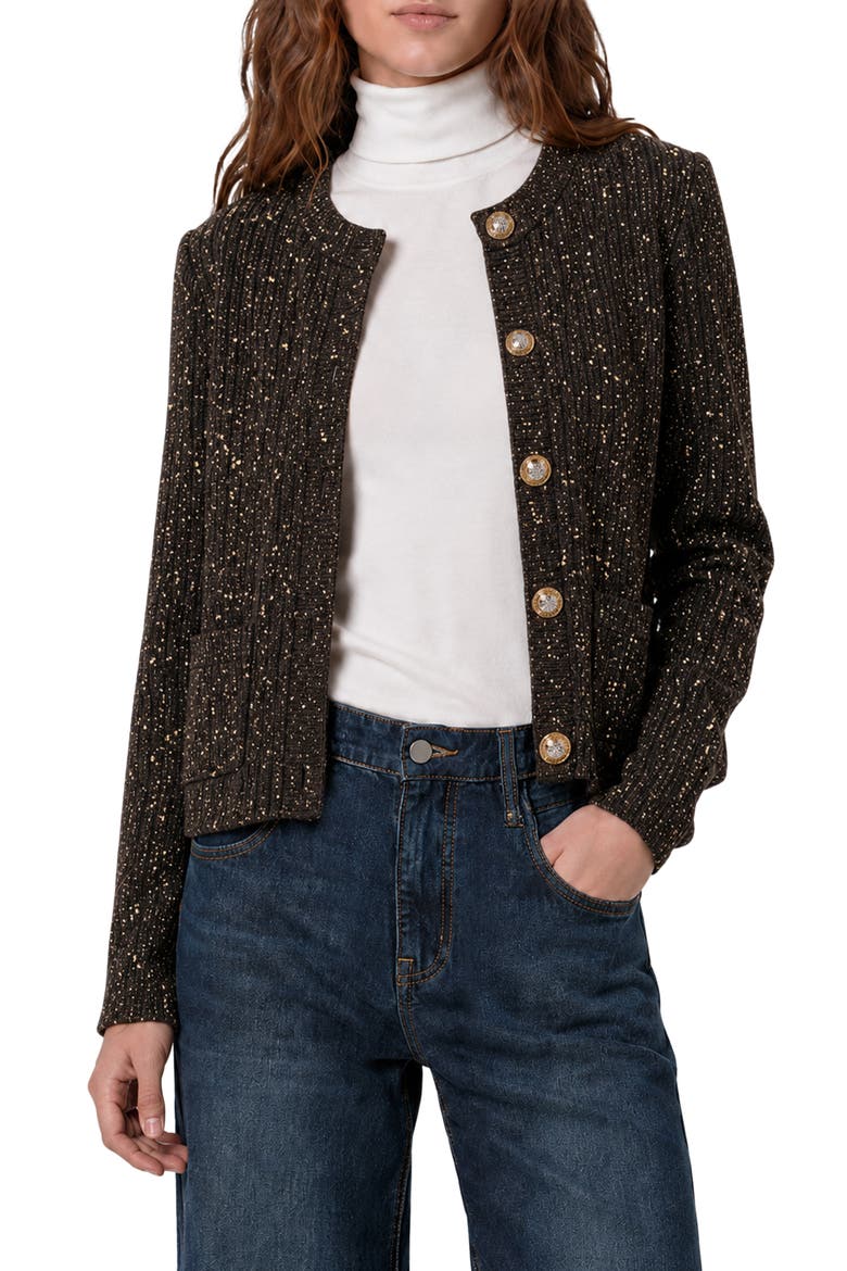 Aurora Metallic Cardigan, Main, color, JAVA W/ GOLD MARL