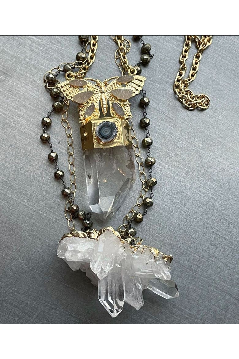 Monarch Quartz Necklace, Alternate, color, Gold