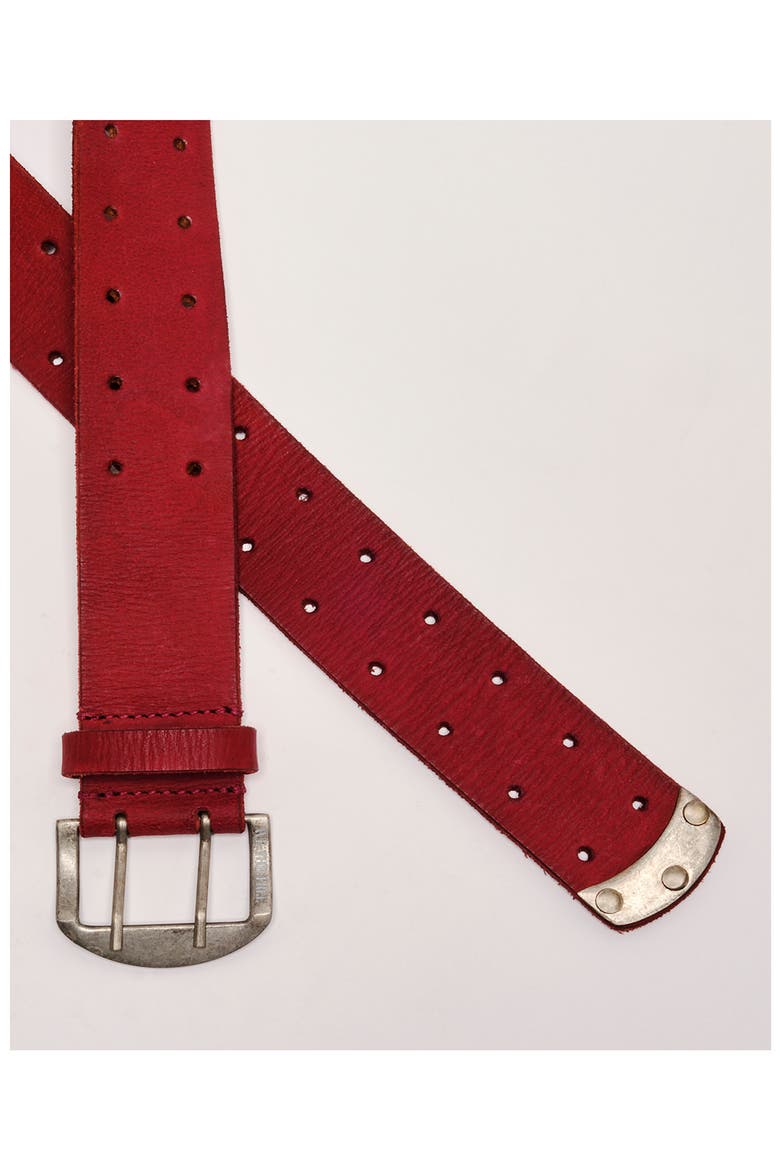 WTF Double Cross Leather Belt, Alternate, color, CRIMSON