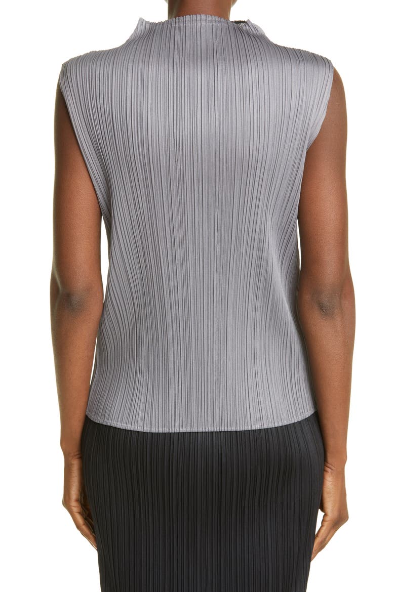 Pleated Funnel Neck Top, Alternate, color, GREY