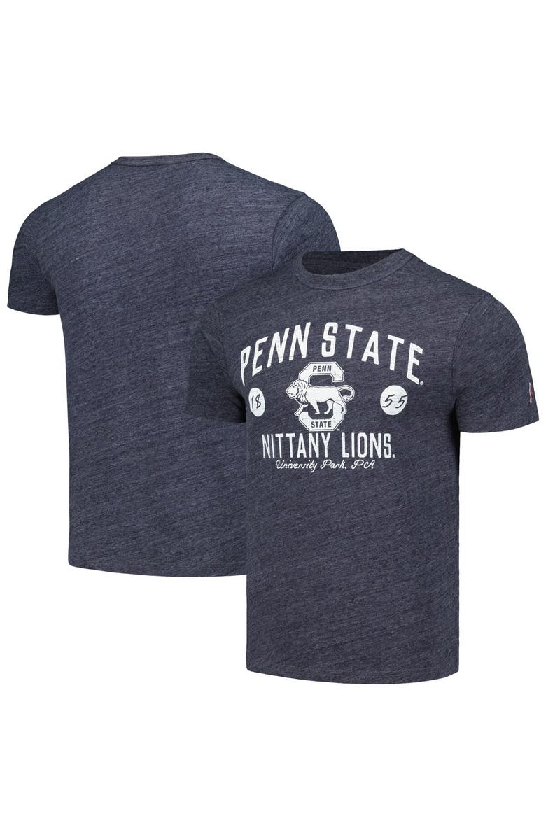 LEAGUE COLLEGIATE WEAR Men's League Collegiate Wear Heather Navy Penn State Nittany Lions Bendy Arch Victory Falls Tri-Blend T-Shirt, Alternate, color, 