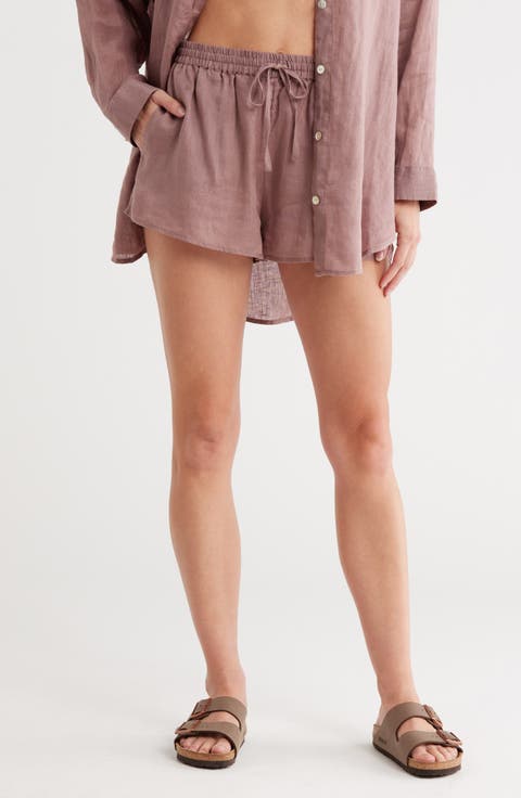Rio Linen Cover-Up Drawstring Shorts