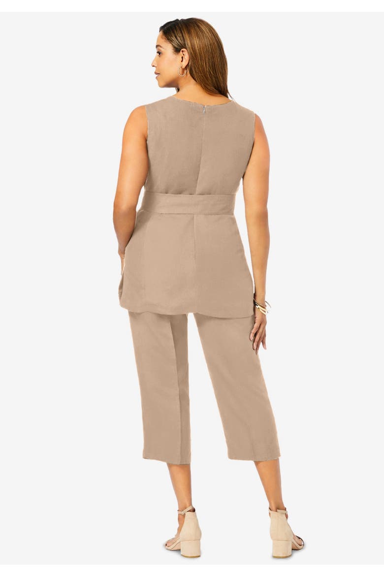 2 Piece Linen Capri Set, Alternate, color, New Khaki