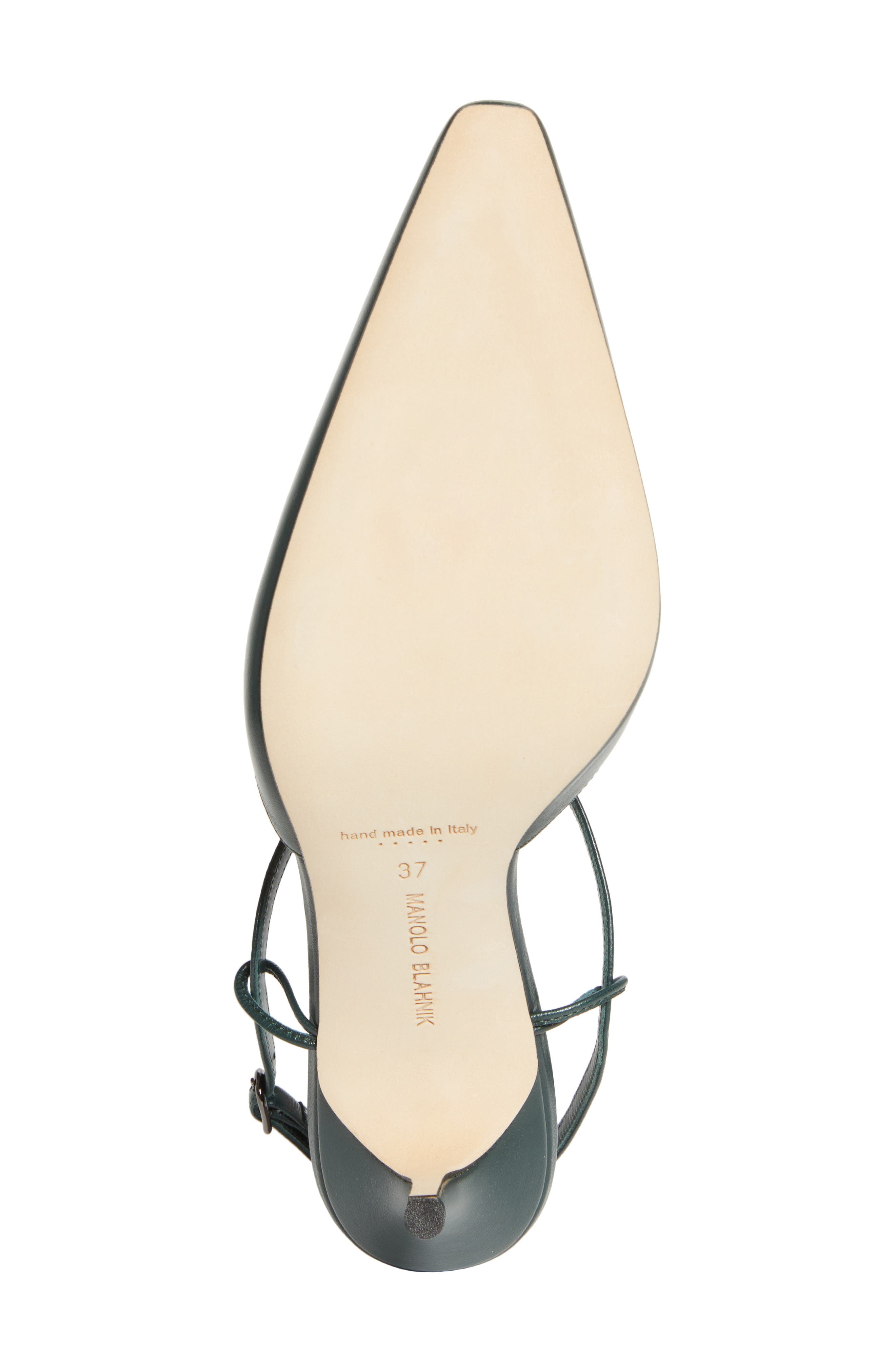 Manolo Blahnik Minia Pointy Toe T-Bar Pump, Alternate, color, Dark Green