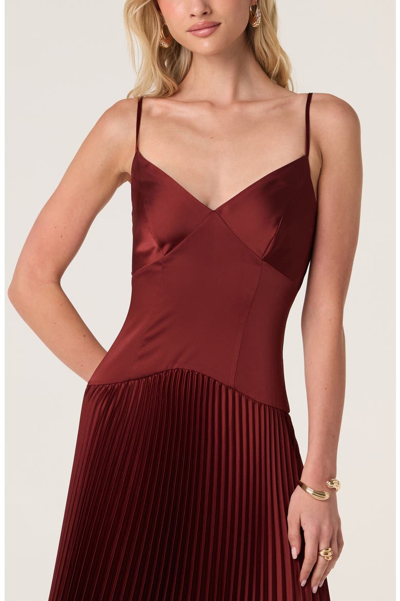 Pleated Drop Waist Dress, Alternate, color, RUST
