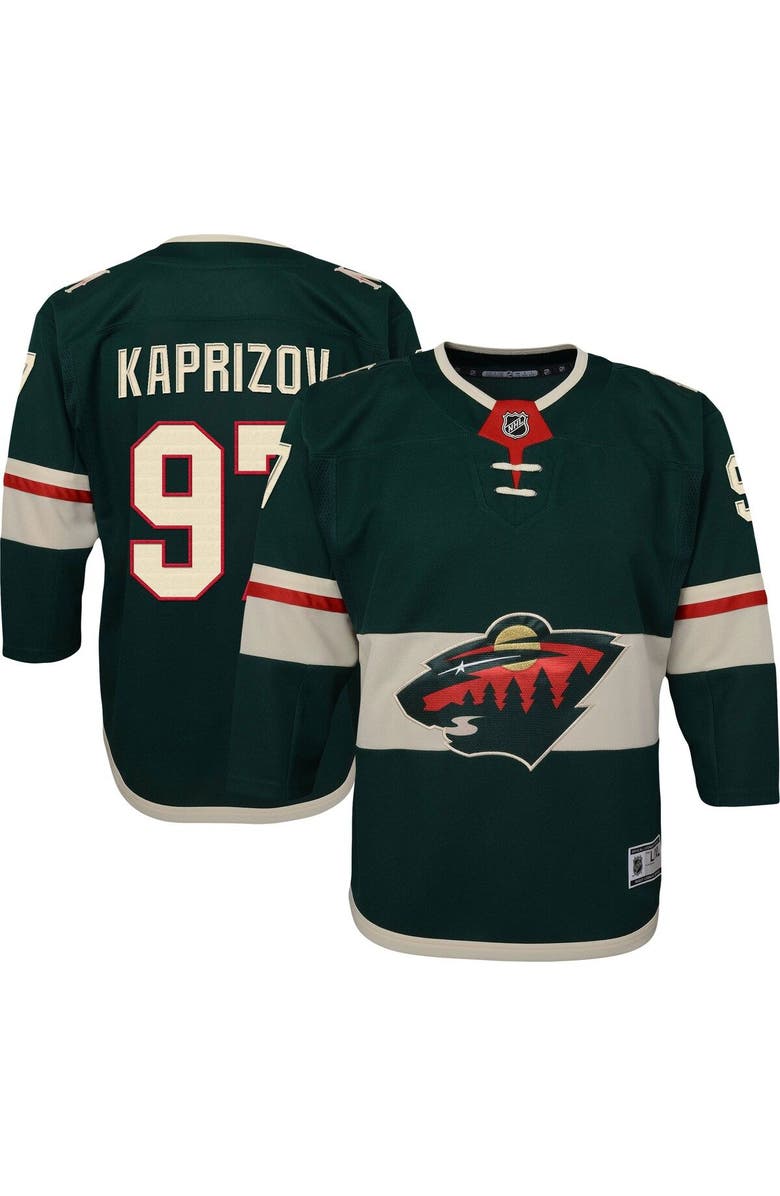 Outerstuff Youth Kirill Kaprizov Green Minnesota Wild Home Premier Player Jersey, Alternate, color, 