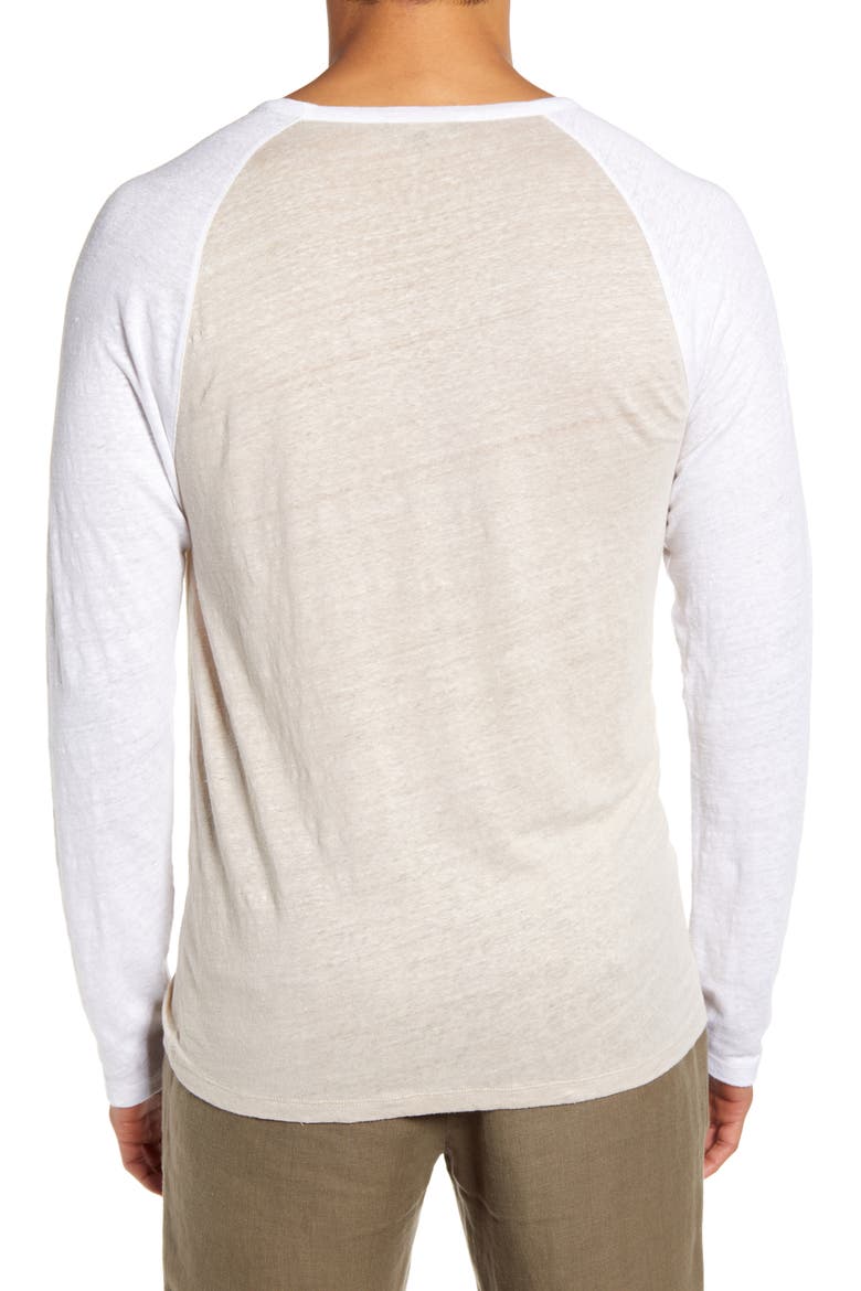Slim Fit Linen Baseball T-Shirt, Alternate, color, DESERT SAND/ OPTIC WHITE