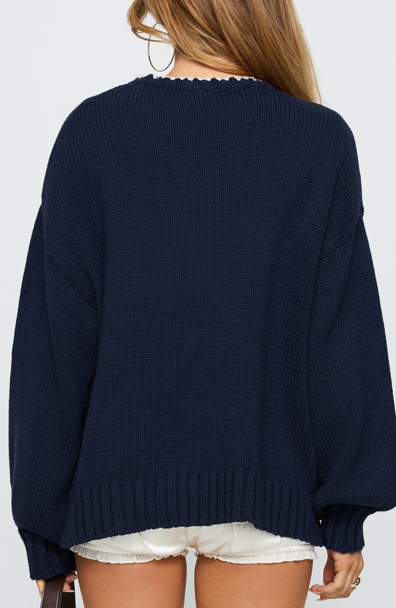 Princess Polly Swan Lake Love Oversize Sweater, Alternate, color, Navy