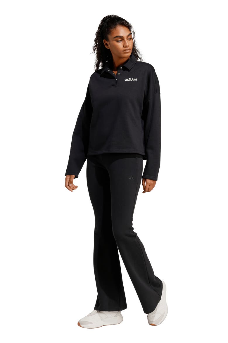 Seasonal Essentials French Terry Flared Pants, Alternate, color, BLACK