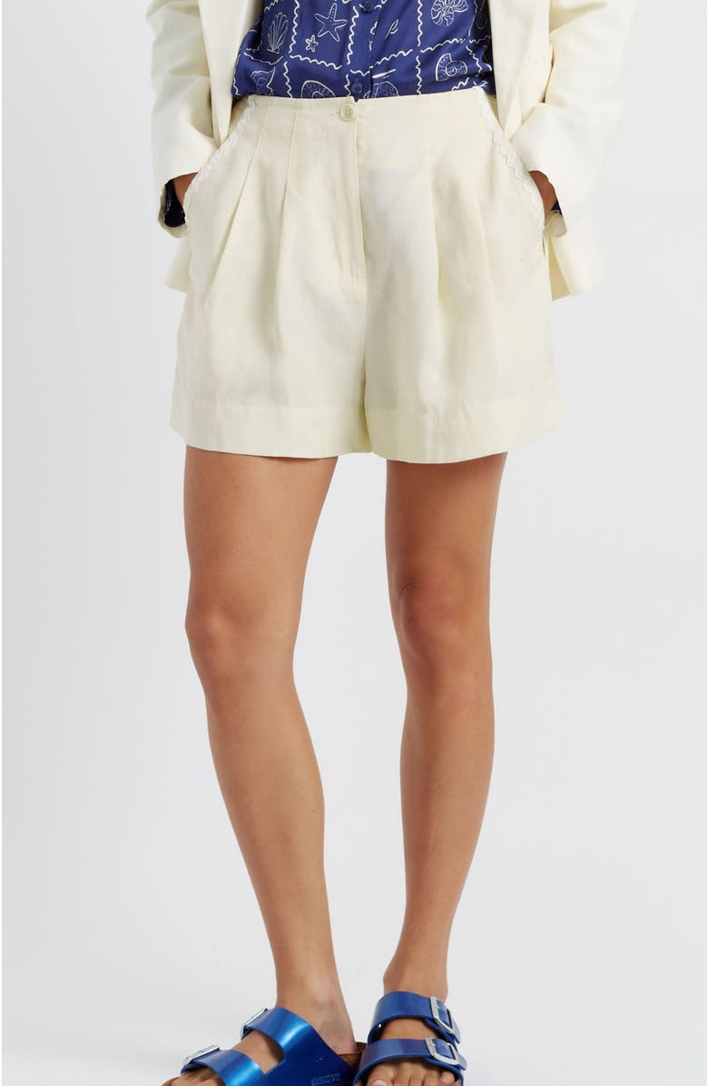 Chinti & Parker Linen Blend Wide Leg Shorts, Main, color, Cream