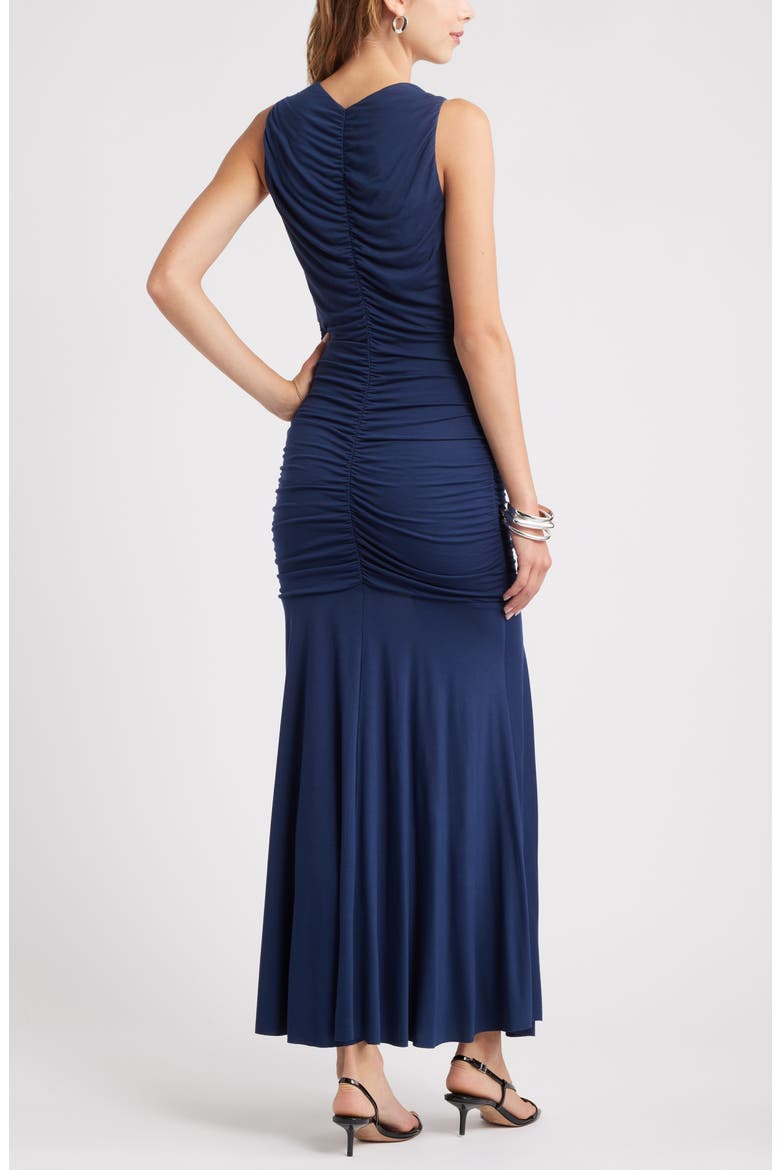 Ruched Sleeveless Maxi Dress, Alternate, color, NAVY IRIS