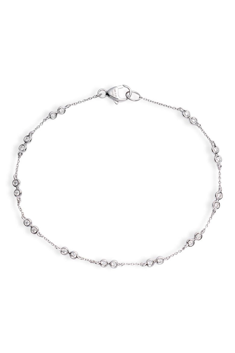 Bezel Diamond Station Bracelet, Main, color, WHITE GOLD