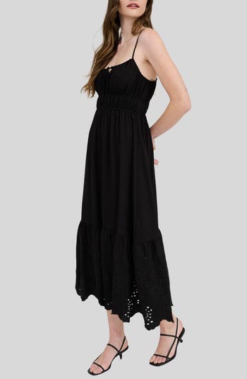 Embroidered Eyelet Empire Waist Midi Dress