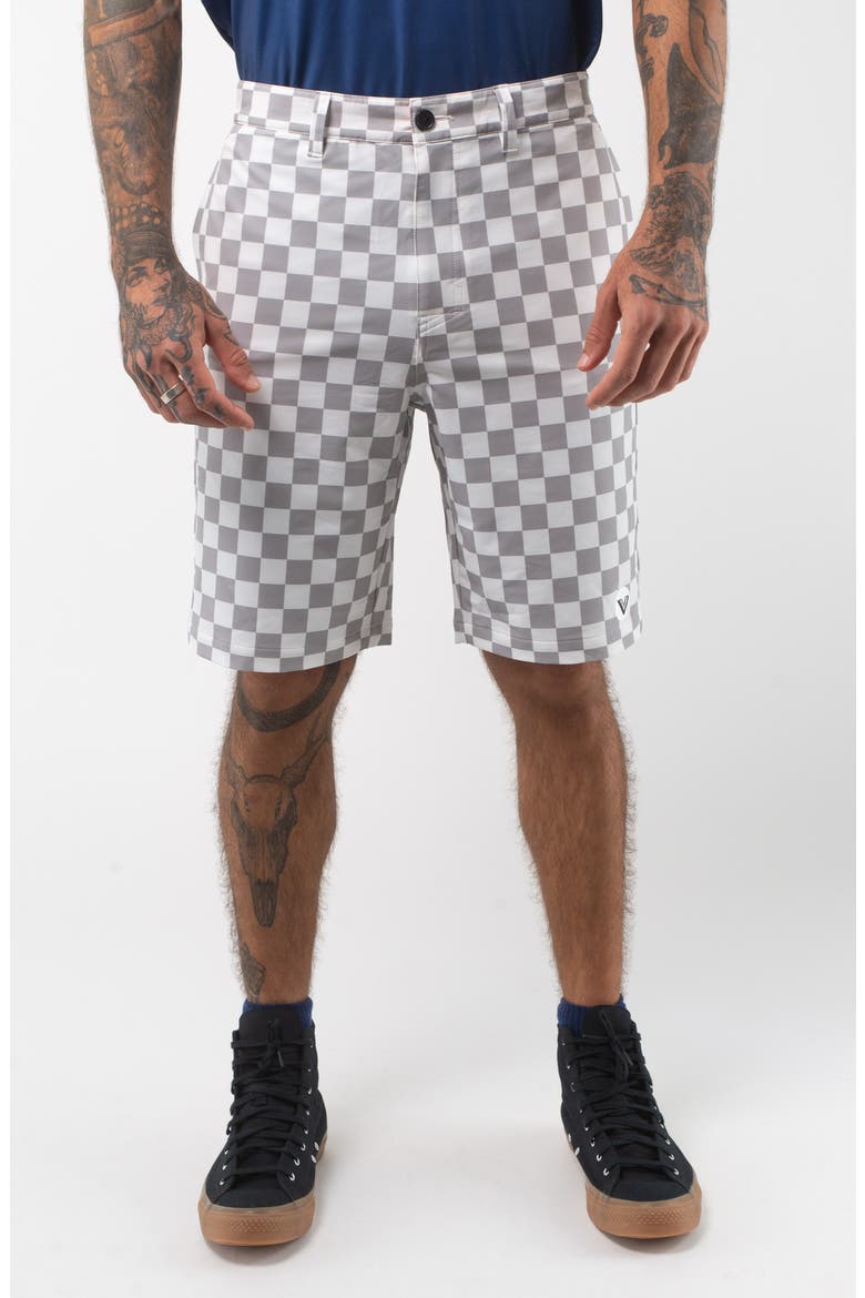 Check Hybrid Board Shorts, Main, color, HEATHER GREY
